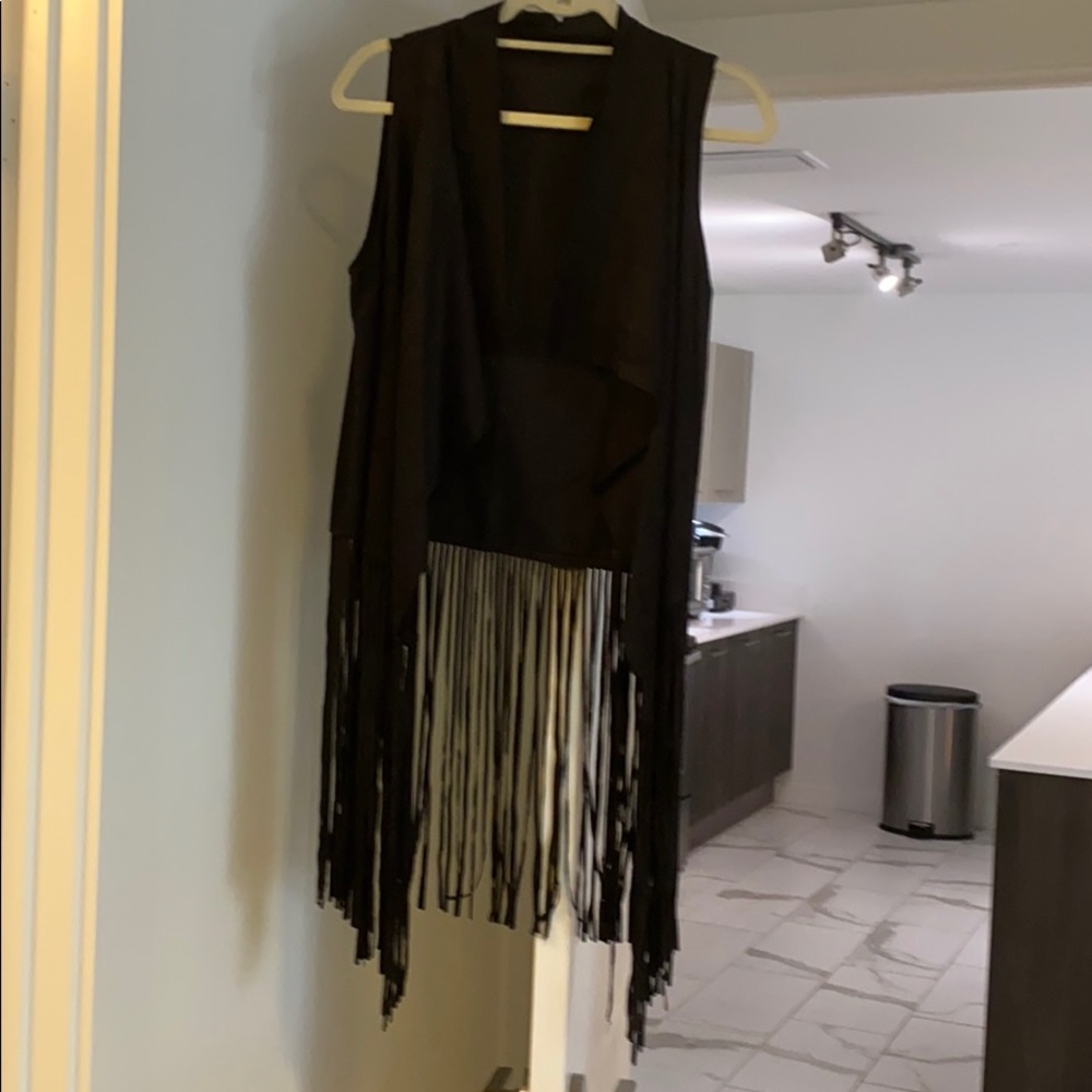 black fringe vest 😍 one size fits most, Flowy drape to the front neckline 😀👍